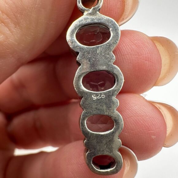 Stunning faceted, graduated oval cut Aquamarine and Amethyst, 925 pendant! - Picture 7 of 11